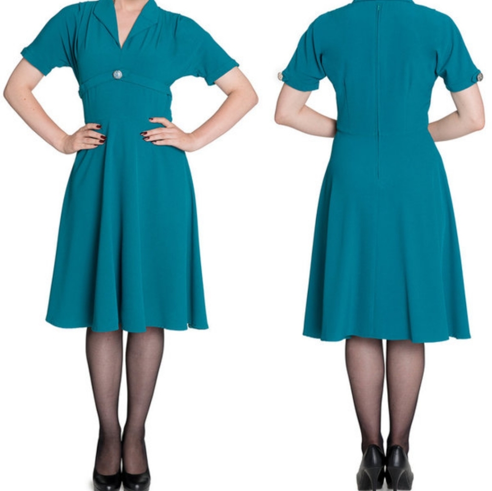 Teal full circle 1940s Hell Bunny Dress